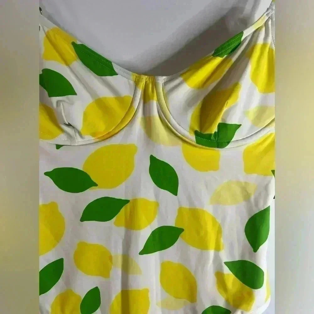 NWT Kate Spade Women’s Ivory Lemon One-Piece Swimsuit - Size Large - Picture 2 of 6